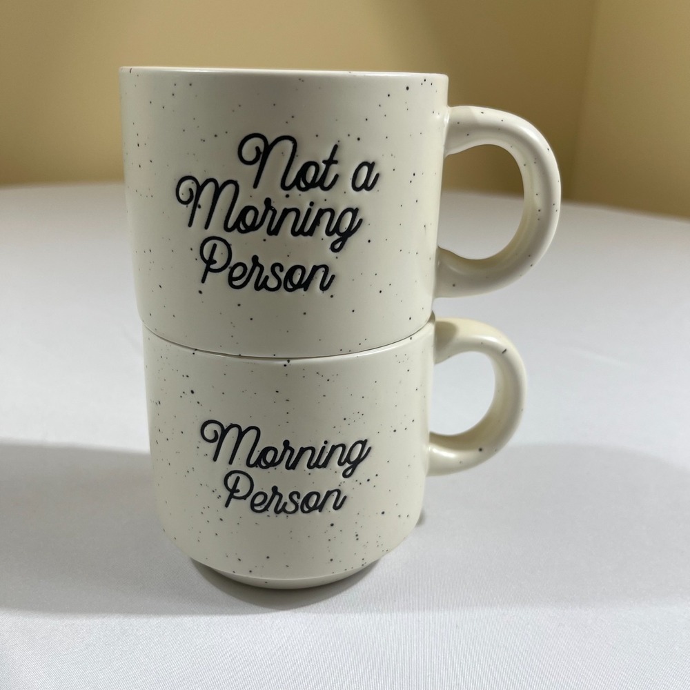 Walgreens Speckled Coffee Mug Set Morning Person & Not a Morning Person 2 Piece